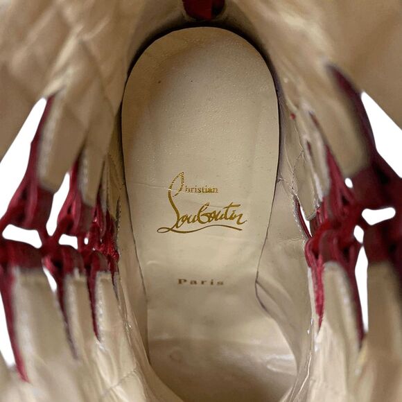 Christian Louboutin Aziboot 100 Red Leather Cutout Ankle Boots Size 37 EU 7 US - Picture 11 of 11